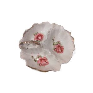 Antique Divided serving dish with 24K gold trim and roses Made in Bavaria